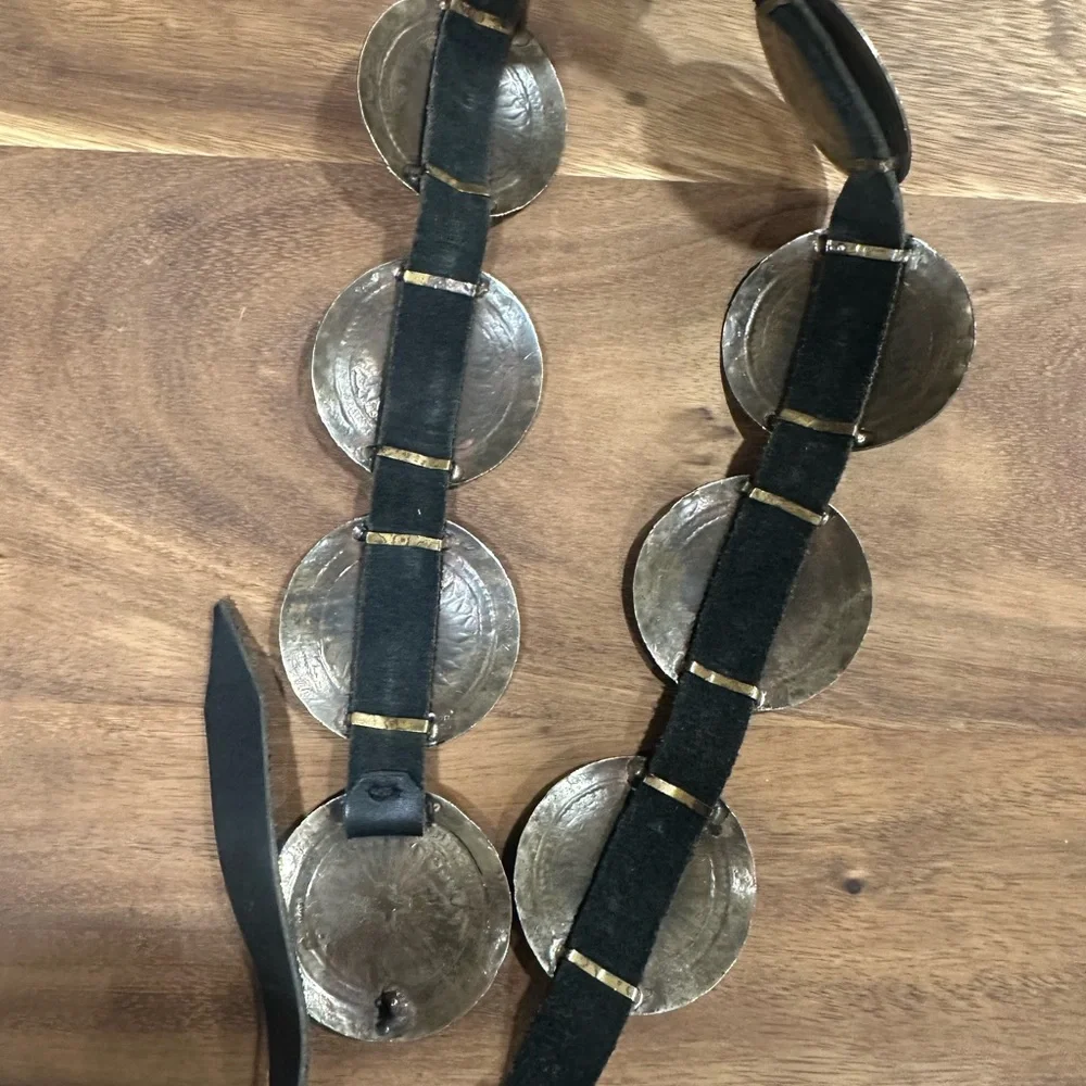 Silver Concho Belt with Black Leather - Picture 2 of 3